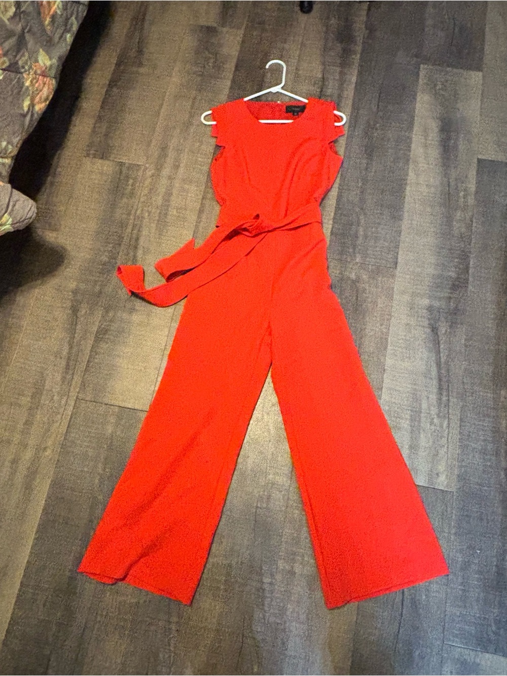 J. Crew Bold Red Sleeveless Wide-Leg Jumpsuit with Waist Tie